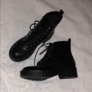 Black combat boots